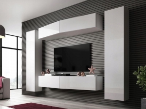 Гостиная Vigo Slant 7 белый мат/белый глянец интерьер