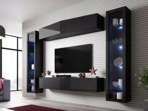 Гостиная Vigo Slant 8 черный мат/черный глянец интерьер