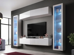 Гостиная Vigo Slant 8 белый мат/белый глянец интерьер