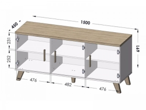 Комод Lotta 150 3D схема