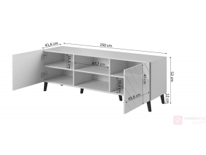 ТВ тумба Abeto 150 белый мат/белый глянец размеры