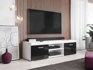 ТВ тумба Samba 140 белый мат/черный глянец