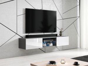 ТВ тумба Vigo glass серый мат/белый глянец