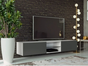 ТВ тумба Vigo glass белый мат/серый глянец