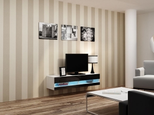 ТВ тумба Vigo new 140 белый мат/черный глянец