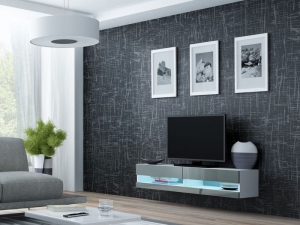 ТВ тумба Vigo new 140 белый мат/серый глянец