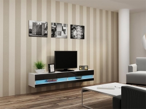ТВ тумба Vigo new 180 белый мат/черный глянец