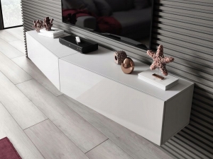 ТВ тумба Vigo Slant 180 белый мат/белый глянец 