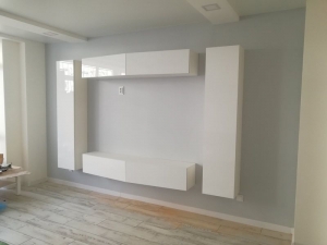 ТВ тумба Vigo Slant 180 белый мат/белый глянец реальное фото клиента