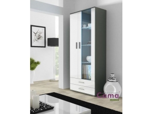 Витрина Soho S6 серый мат/белый глянец